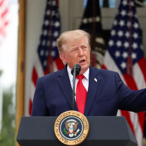 Donald Trump durante un almuerzo en los jardines de la Casa Blanca ,EFE