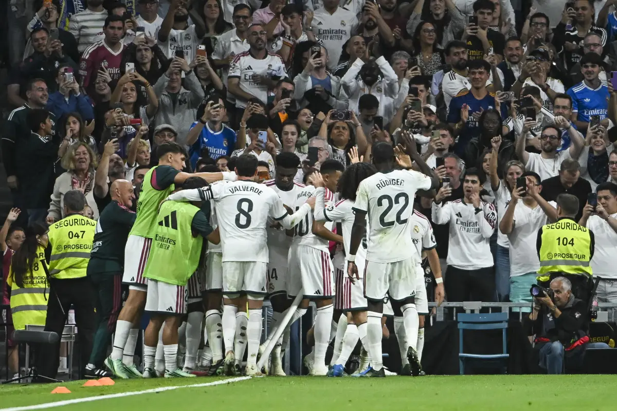 Celebración del Real Madrid ante el Villarreal en el Santiago Bernabéu - EFE