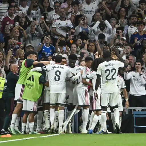 Celebración del Real Madrid ante el Villarreal en el Santiago Bernabéu - EFE