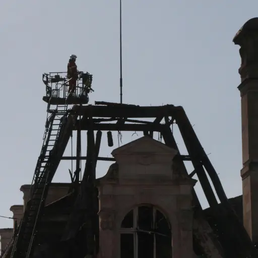 El incendio que causó graves daños el sábado en el Ayuntamiento de Limoges, un edificio histórico del siglo XIX. , EFE/ Edgar Sapiña Manchado