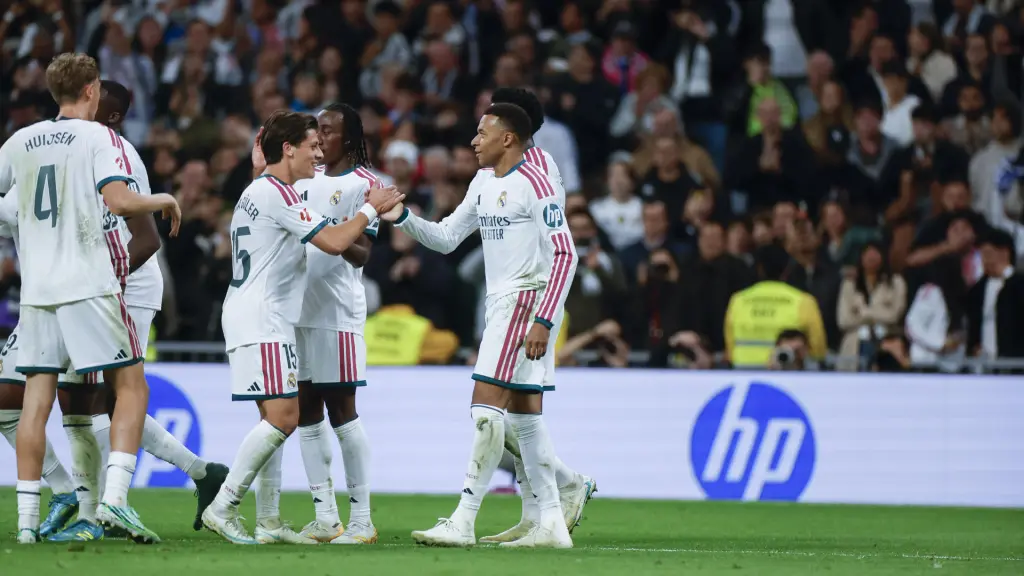 Celebración del Real Madrid ante el Sevilla en LaLiga española - EFE