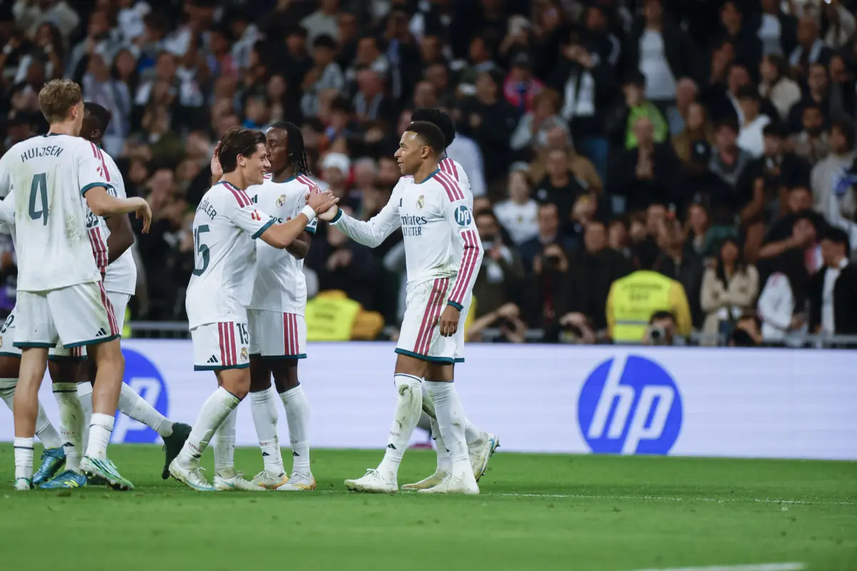 Celebración del Real Madrid ante el Sevilla en LaLiga española - EFE