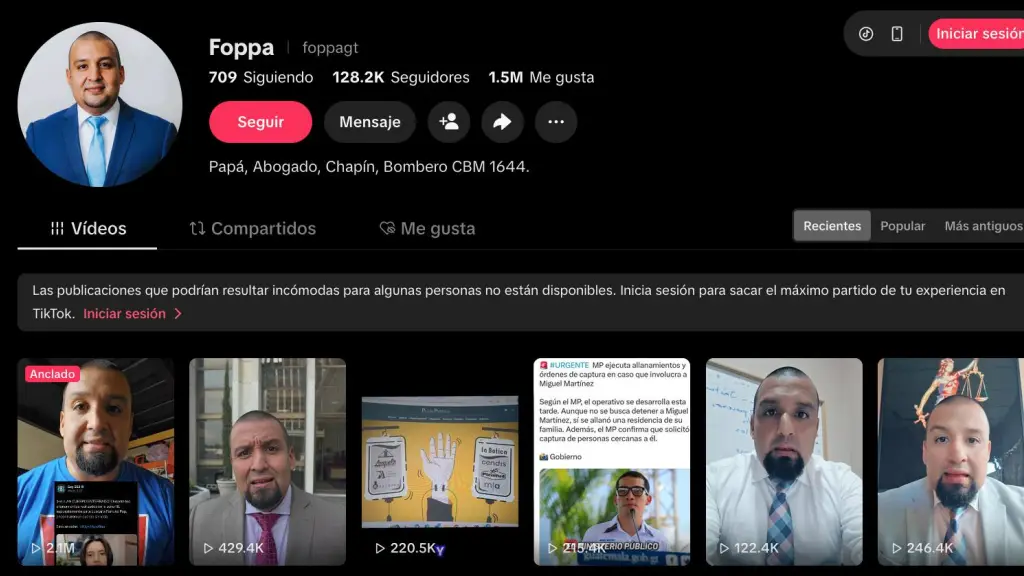 La cuenta del abogado cuenta con más de 120 mil seguidores en TikTok. ,Captura de pantalla