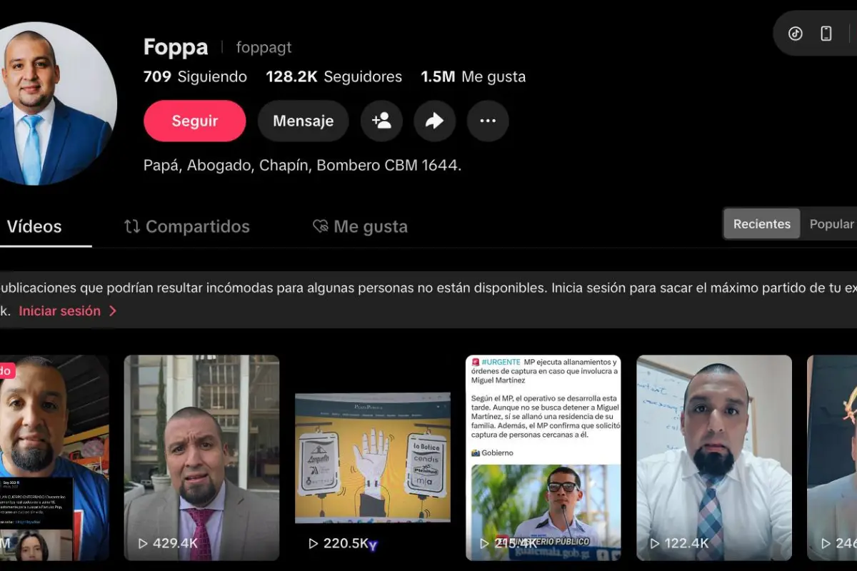 La cuenta del abogado cuenta con más de 120 mil seguidores en TikTok., Captura de pantalla
