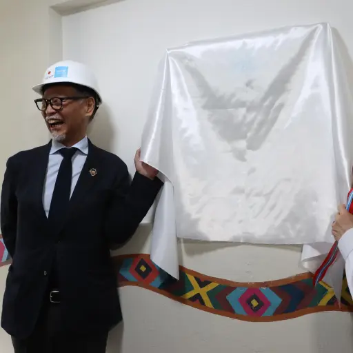 La misión fue encabezada por el Embajador de Japón en Guatemala, Kuwana Ryosuke, junto a la representante de Unicef en Guatemala, Alejandra Trossero. ,Foto Omar Solís