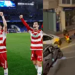El futbolista Alex Sola protagonizó un aparatoso accidente en la ciudad de Almería, España - RR.SS.