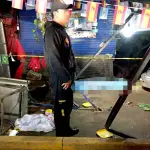 Área donde falleció la mujer atropellada en San Pedro Ayampuc. ,Bomberos Voluntarios