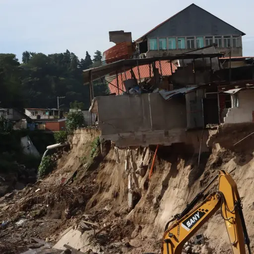 Colapso de viviendas en Villa Hermosa, San Miguel Petapa, Guatemala, en octubre de 2026. ,Omar Solís/Emisoras Unidas