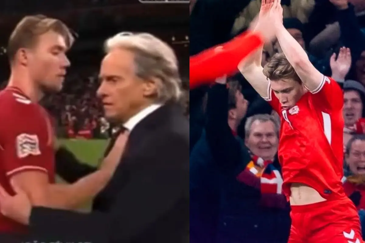 Rasmus Højlund empujó al técnico de Portugal Jorge Jesus 