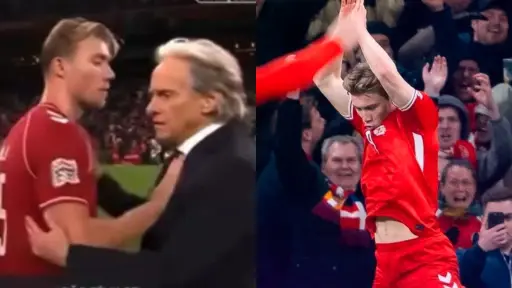 Højlund empuja a Jorge Jesus tras homenajear a Cristiano
