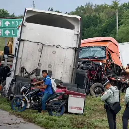 Así ocurrió el choque entre tres tráileres que dejó una conductora muerta. ,Redes sociales. 