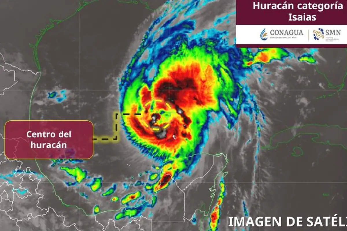Huracán Isaías se intensifica a categoría 1 en el golfo de México, CONAGUA