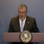 El presidente Bernardo Arévalo durante la conferencia de prensa \