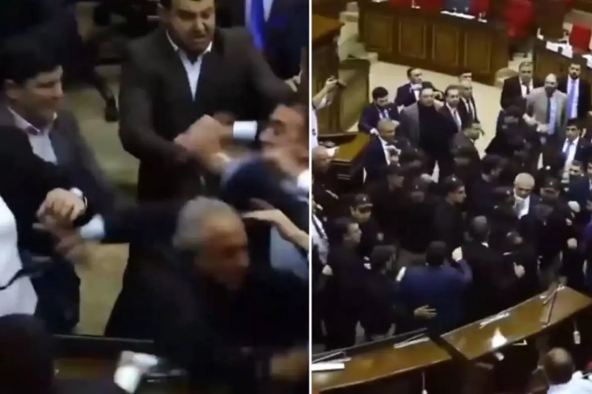 Pelea entre diputados en el Parlamento de Armenia, Captura de pantalla de la red social X