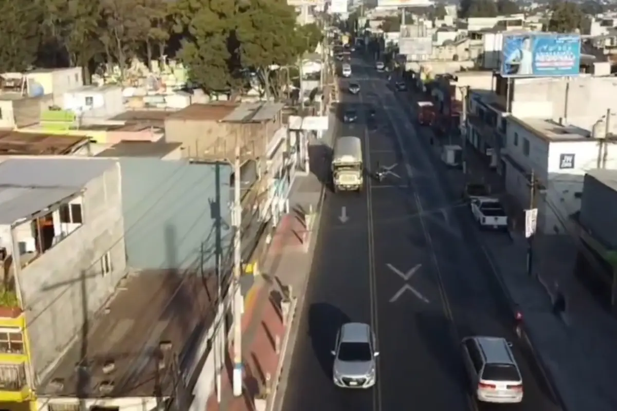 La PMT de Villa Nueva mostró imágenes aéreas de la ruta señalada., Captura de pantalla.