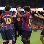 Celebración del FC Barcelona ante el Alavés - EFE