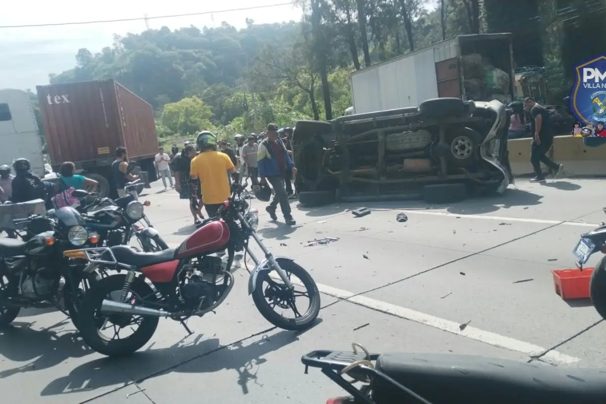 La PMT de Villa Nueva reporta fuerte accidente en le descenso de Villalobos., PMT de Villa Nueva.