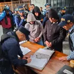 Los miembros de la PNC fueron llevados a la Torre de Tribunales ,Foto Oscar Grijalva
