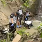 Área donde fue localizada la persona fallecida en Km. 14.5 de la ruta al Atlántico. ,Bomberos Voluntarios