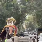 Momentos de pánico durante procesión en India tras reacción inesperada de un elefante. ,Captura de pantalla video de X.
