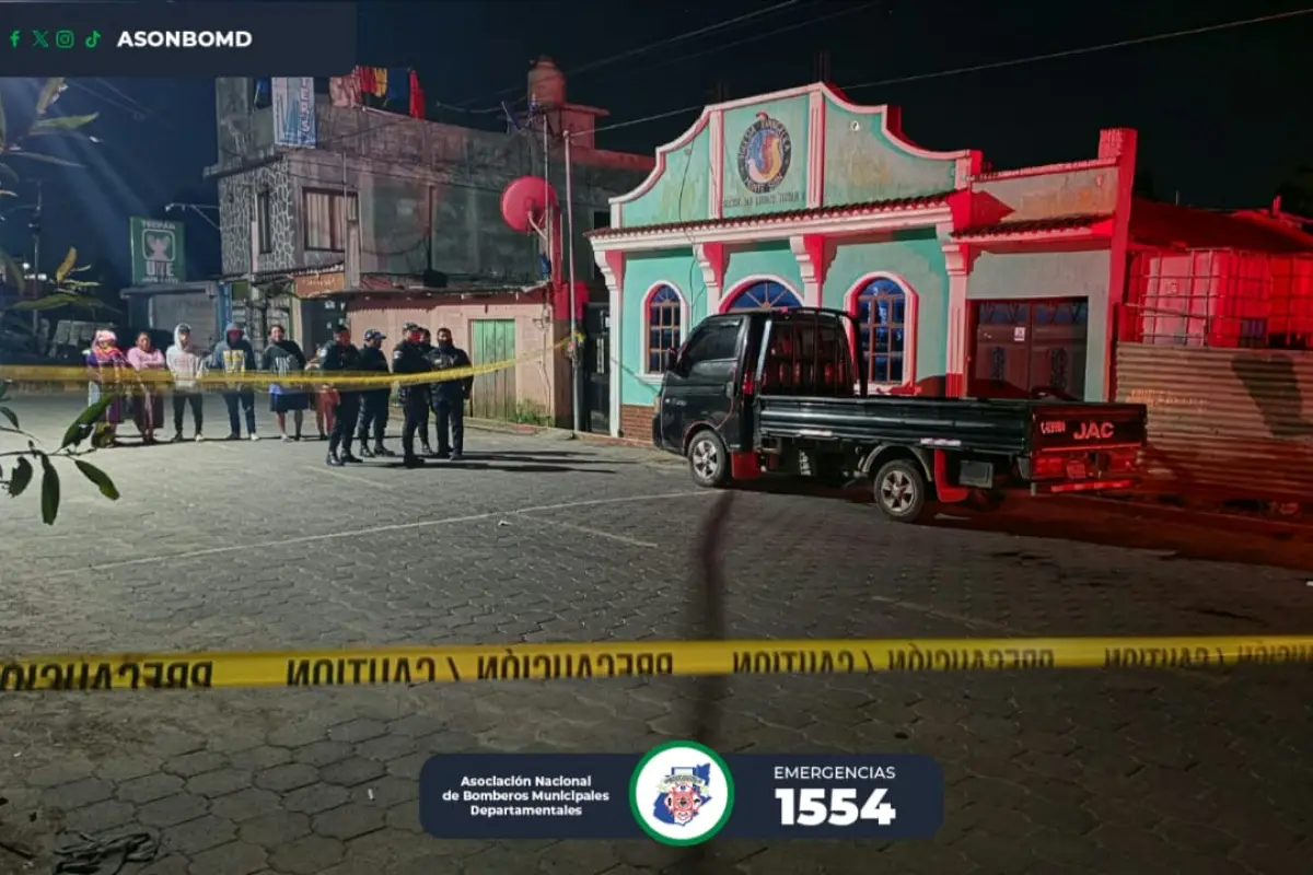 Área donde ocurrió el ataque que dejó una mujer muerta y tres personas heridas en Tecpán, Chimaltenango., Bomberos Voluntarios